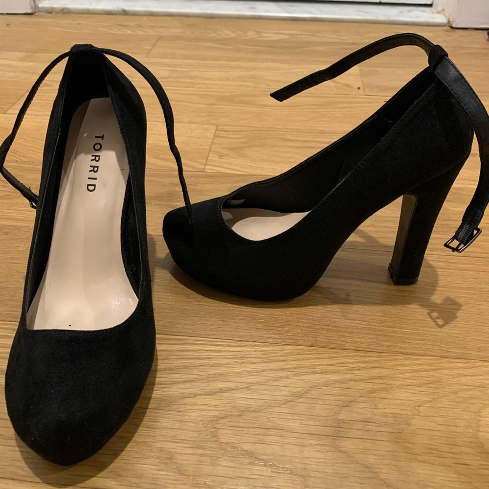 Platform heels with ankle strap wide width